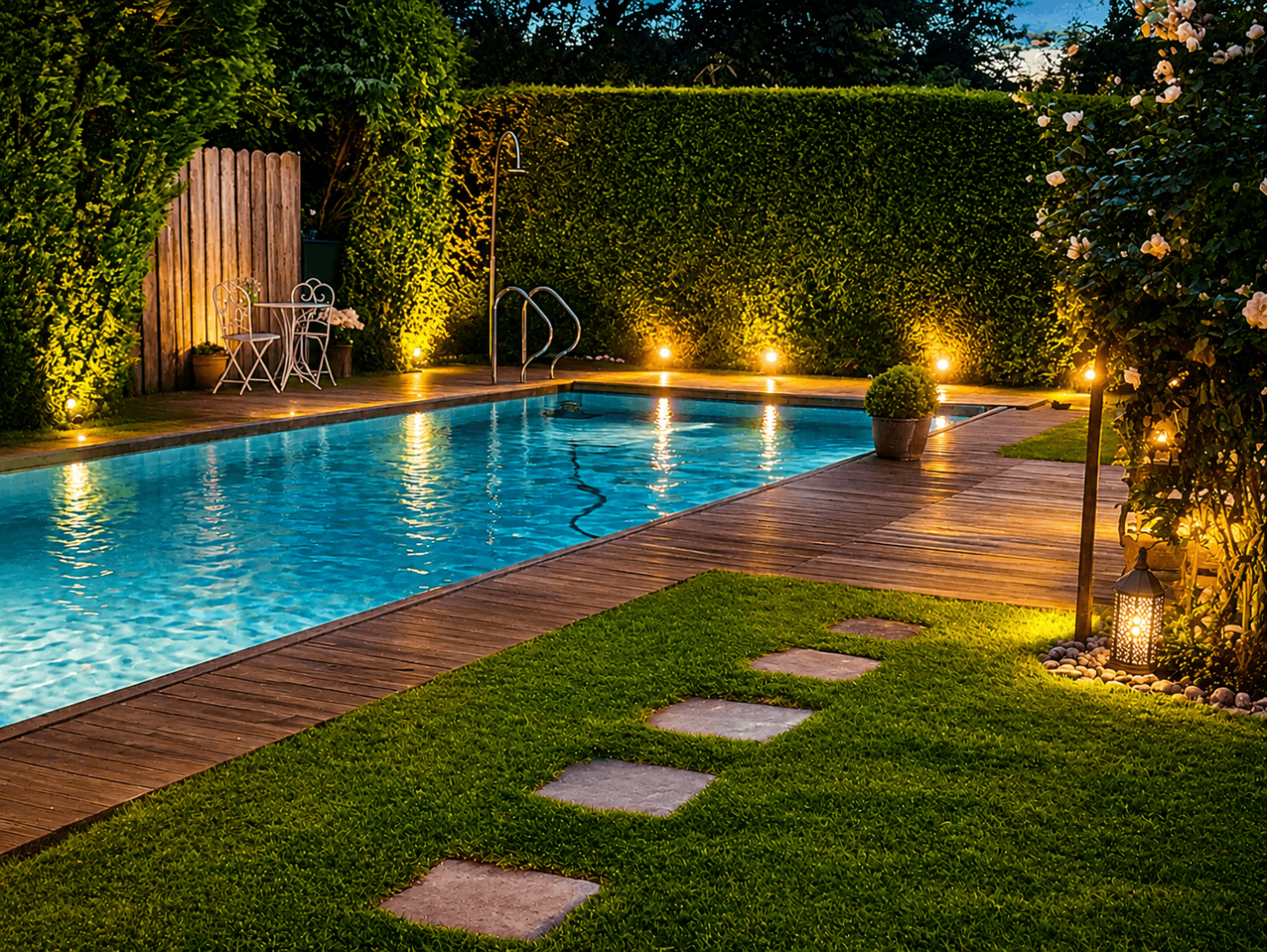 Pool bei Nacht (KI-optimiert)